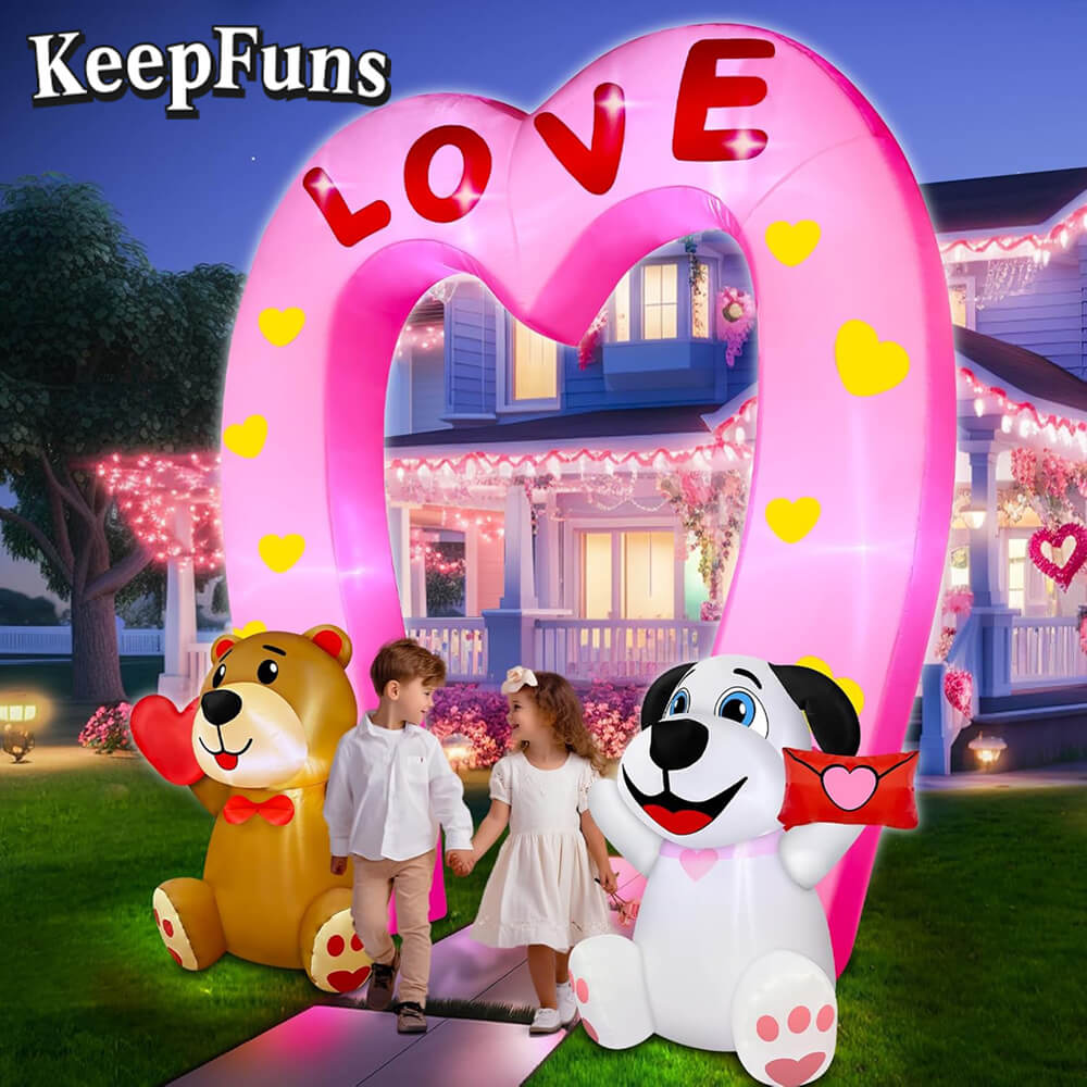 KeepFuns Valentine's Day Heart Arch Inflatable Decoration - Outdoor Courtyard Romantic Festival Inflatable Model