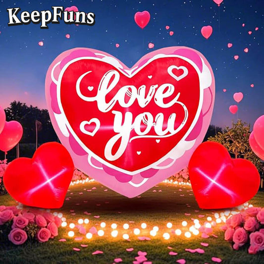 KeepFuns Valentine's Day Heart Inflatable Decoration - Outdoor, Yard, Indoor Romantic Holiday Inflatable Model