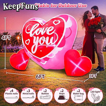 KeepFuns Valentine's Day Heart Inflatable Decoration - Outdoor, Yard, Indoor Romantic Holiday Inflatable Model