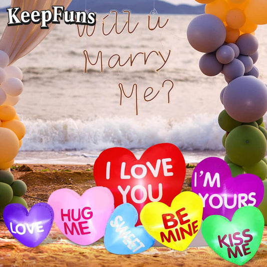 KeepFuns Valentine's Day Inflatable Heart Decoration - Outdoor Beach Indoor Romantic Atmosphere Inflatable