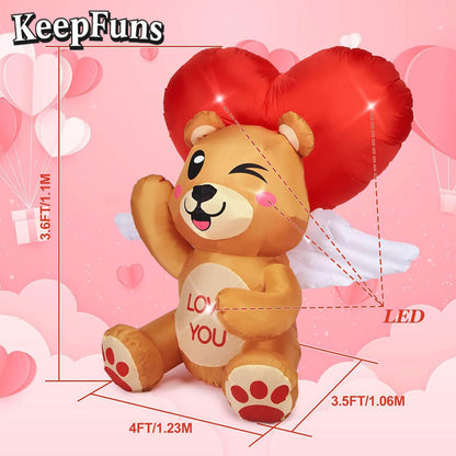 KeepFuns Valentine's Day Love Bear Inflatable Decoration - Outdoor, Yard, Indoor Romantic Holiday Inflatable Model