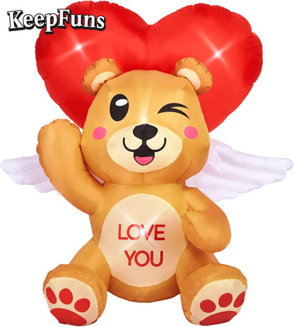 KeepFuns Valentine's Day Love Bear Inflatable Decoration - Outdoor, Yard, Indoor Romantic Holiday Inflatable Model
