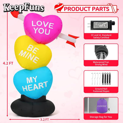 KeepFuns Valentine's Day Love Pillar Inflatable Decoration - Indoor and Outdoor Romantic Holiday Atmosphere Decoration Inflatable Model