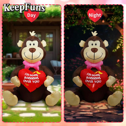 KeepFuns Valentine's Day Monkey Heart Inflatable Decoration - Indoor Romantic Holiday Atmosphere Decoration Inflatable Model