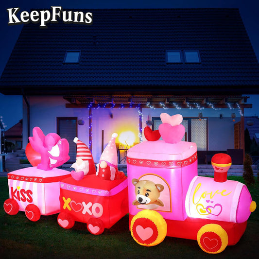 KeepFuns Valentine's Day Train Inflatable Decoration - Outdoor Garden Romantic Festival Inflatable Model