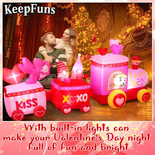 KeepFuns Valentine's Day Train Inflatable Decoration - Outdoor Garden Romantic Festival Inflatable Model