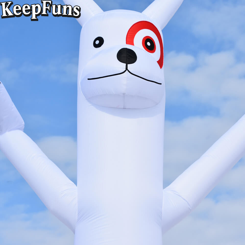KeepFuns White Cute Dog Shape Inflatable Dancer Advertising Model Activity Drainage Inflatable Model Outdoor Promotional Props