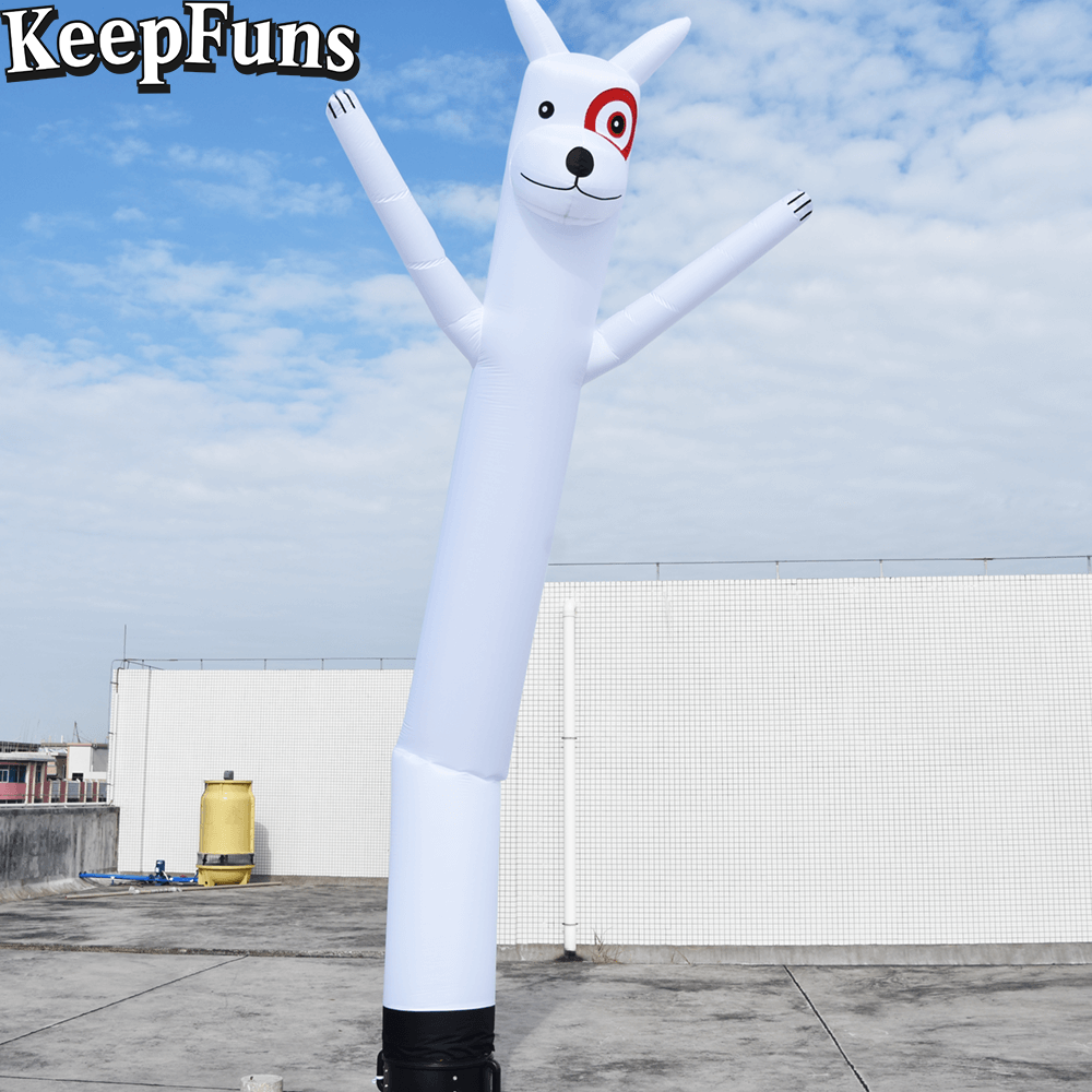 KeepFuns White Cute Dog Shape Inflatable Dancer Advertising Model Activity Drainage Inflatable Model Outdoor Promotional Props
