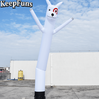 KeepFuns White Cute Dog Shape Inflatable Dancer Advertising Model Activity Drainage Inflatable Model Outdoor Promotional Props