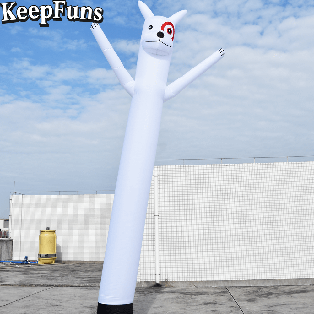 KeepFuns White Cute Dog Shape Inflatable Dancer Advertising Model Activity Drainage Inflatable Model Outdoor Promotional Props