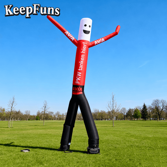KeepFuns red and black color humanoid inflatable dancer advertising model gas station drainage inflatable model outdoor promotional props