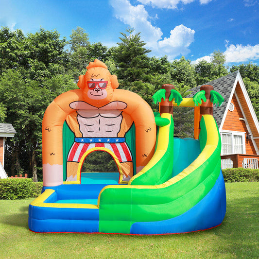 KeepFuns King Kong theme inflatable amusement park, children's slide castle trampoline, outdoor parent-child interactive amusement facilities, colorful cartoon water park