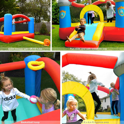 KeepFuns Knight Castle Inflatable Castle Children's Slide Trampoline Park Outdoor Parent-Child Interactive Playground Red and Blue Contrast Inflatable Toys