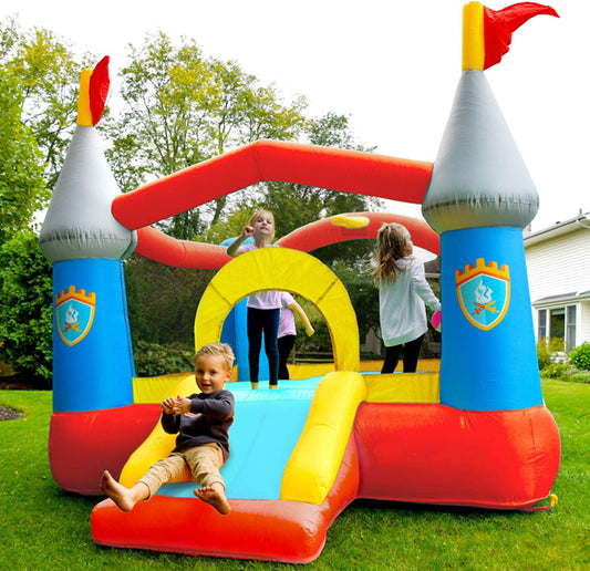 KeepFuns Knight Castle Inflatable Castle Children's Slide Trampoline Park Outdoor Parent-Child Interactive Playground Red and Blue Contrast Inflatable Toys
