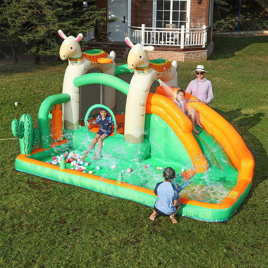 KeepFuns Lamb theme inflatable amusement park, children's water slide park, outdoor parent-child interactive water park, family courtyard inflatable amusement facilities