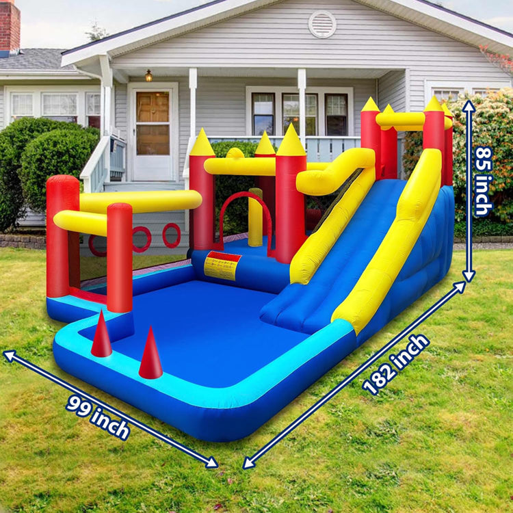 KeepFuns Large castle inflatable castle children's slide trampoline park outdoor parent-child interactive amusement facilities with inflatable pump amusement toys