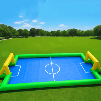KeepFuns Large inflatable football field, children's outdoor football park, green and blue contrasting parent-child interactive sports facilities