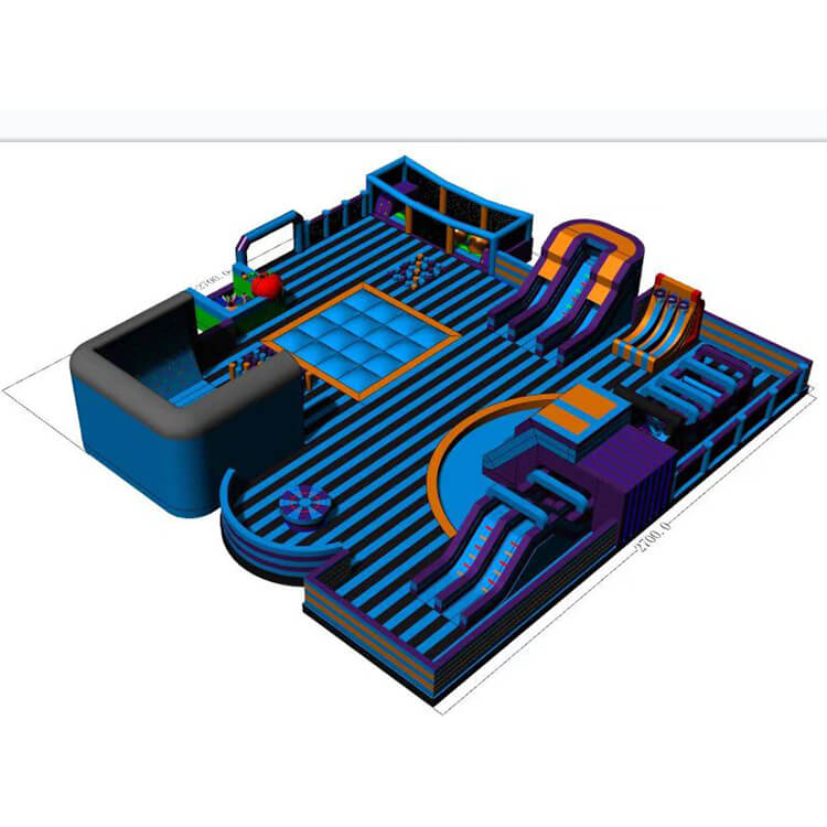 KeepFuns Large inflatable land obstacle course park, blue, purple and orange color matching multifunctional outdoor competitive entertainment equipment