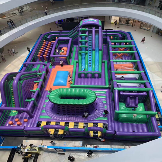 KeepFuns Large inflatable land obstacle course park, blue, purple and orange color matching multifunctional outdoor competitive entertainment equipment