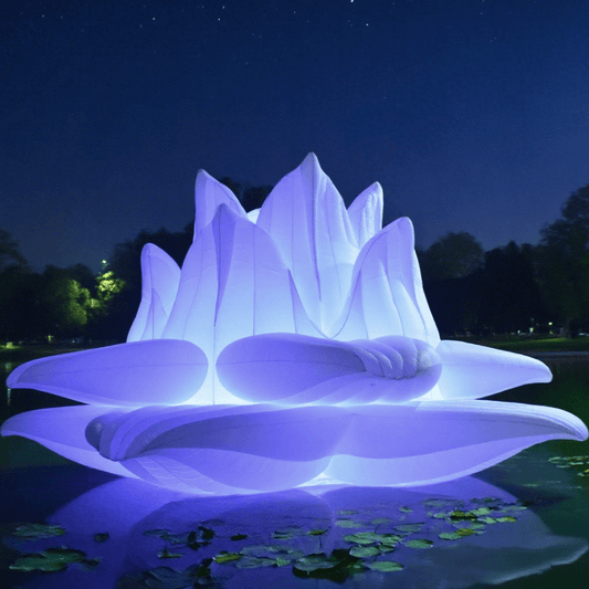 KeepFuns Large inflatable lotus art installation, outdoor light festival display props, night-time luminous landscape inflatable model