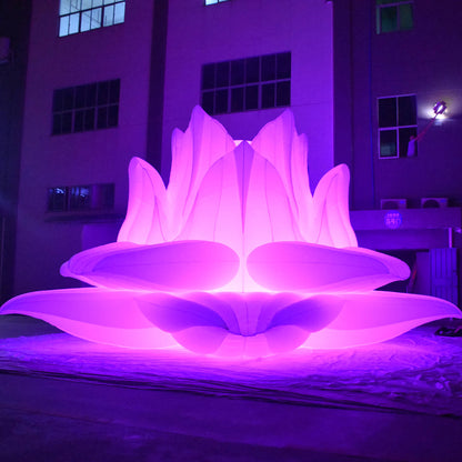 KeepFuns Large inflatable lotus art installation, outdoor light festival display props, night-time luminous landscape inflatable model