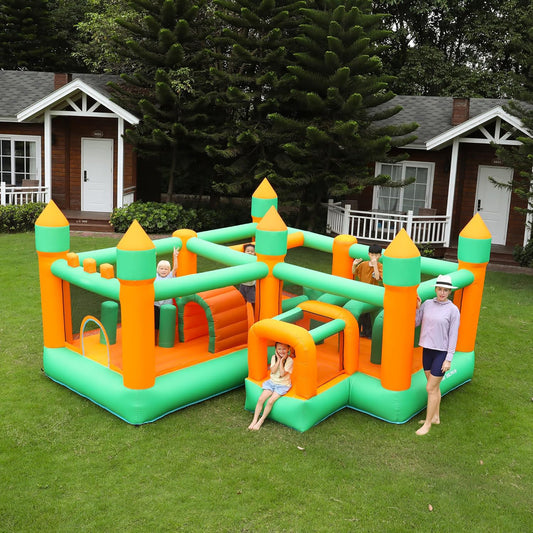 KeepFuns Large inflatable obstacle course Children's castle trampoline park Outdoor parent-child interactive amusement facilities Colorful maze inflatable toys