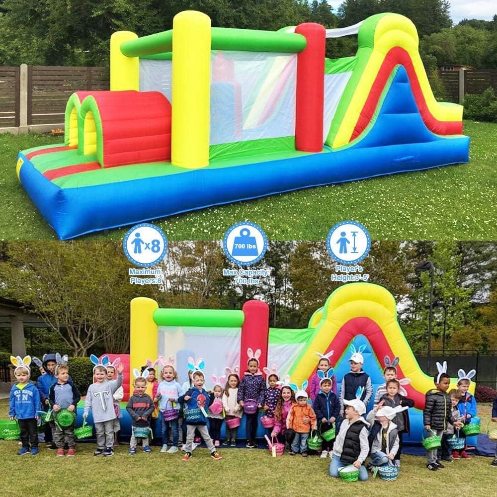 KeepFuns Large inflatable obstacle course, children's outdoor climbing slide, parent-child interactive colorful inflatable amusement facilities