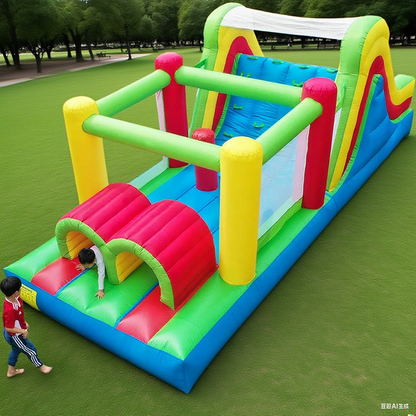 KeepFuns Large inflatable obstacle course, children's outdoor climbing slide, parent-child interactive colorful inflatable amusement facilities