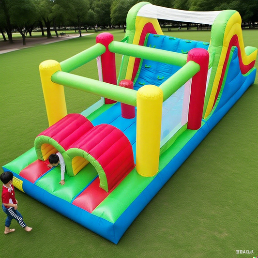 KeepFuns Large inflatable obstacle course, children's outdoor climbing slide, parent-child interactive colorful inflatable amusement facilities