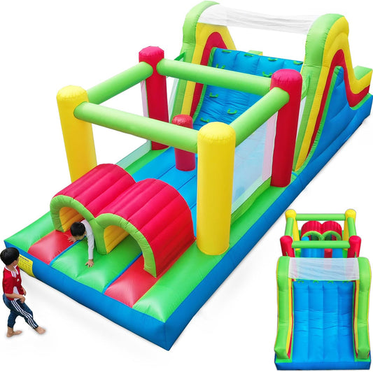 KeepFuns Large inflatable obstacle course, children's outdoor climbing slide, parent-child interactive colorful inflatable amusement facilities