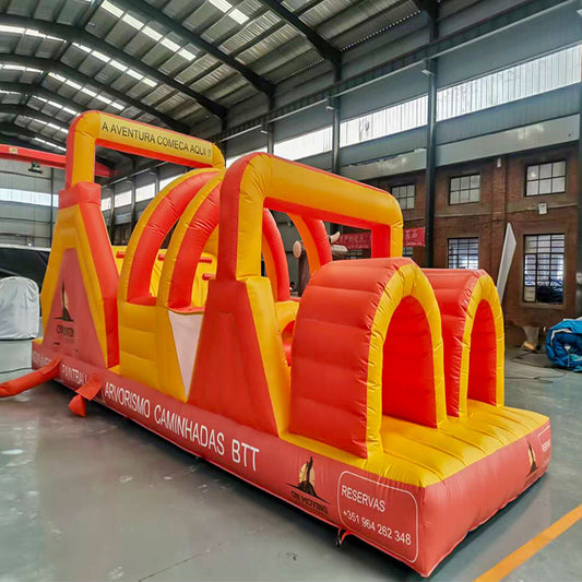 KeepFuns Large inflatable obstacle course outdoor adult children's amusement facilities red and yellow inflatable adventure toy