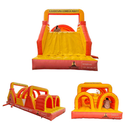 KeepFuns Large inflatable obstacle course outdoor adult children's amusement facilities red and yellow inflatable adventure toy