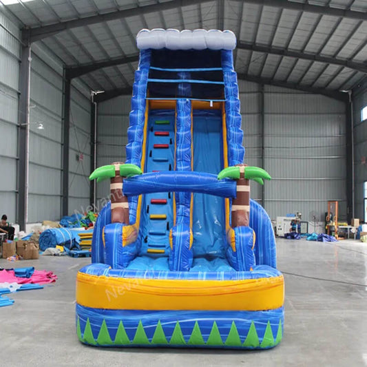 KeepFuns Large inflatable slide Outdoor water park slide facilities Blue and yellow contrast inflatable water slide