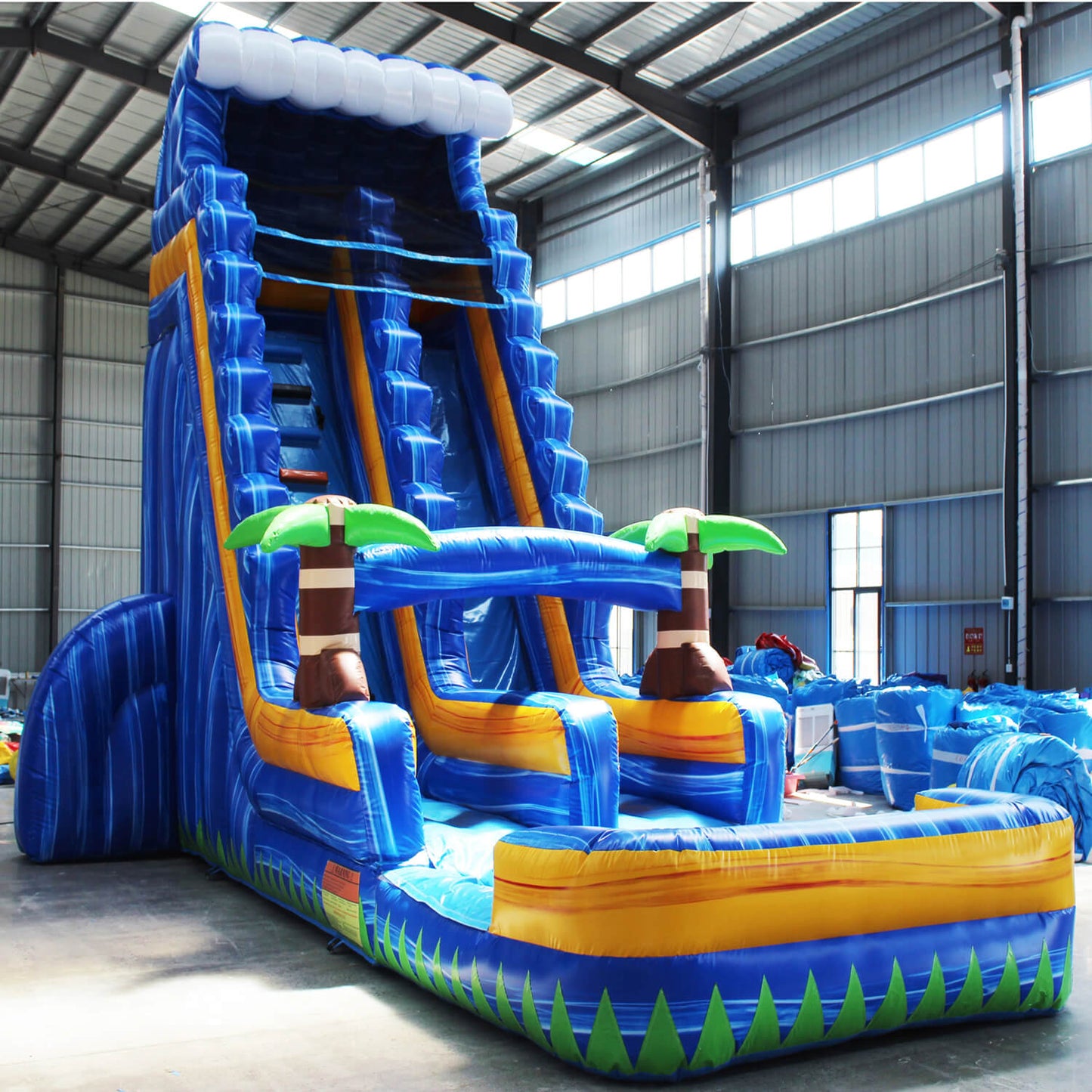 KeepFuns Large inflatable slide Outdoor water park slide facilities Blue and yellow contrast inflatable water slide