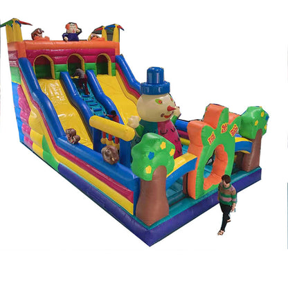 KeepFuns Large inflatable slide castle Outdoor children's playground amusement facilities Cartoon theme parent-child interactive inflatable slide