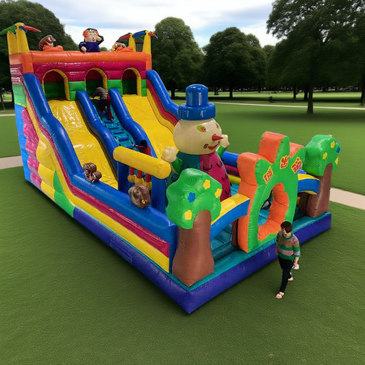 KeepFuns Large inflatable slide castle Outdoor children's playground amusement facilities Cartoon theme parent-child interactive inflatable slide