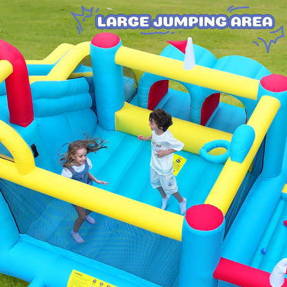 KeepFuns Large outdoor inflatable obstacle course, children's slide, climbing amusement castle, parent-child interactive multifunctional inflatable toy