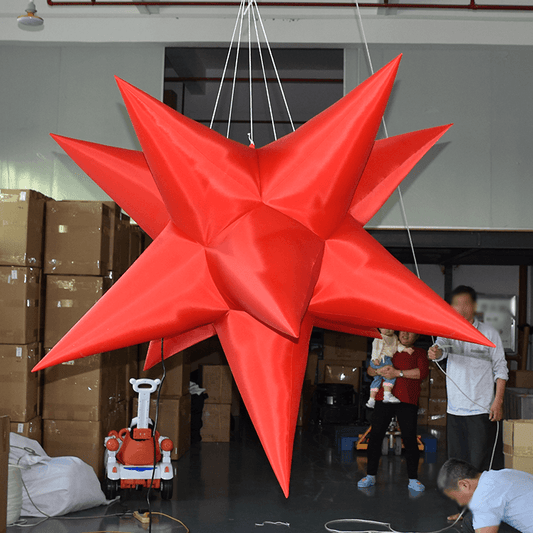 KeepFuns Large red inflatable star-shaped lamp post Hanging festival celebration decoration inflatable lamp tube