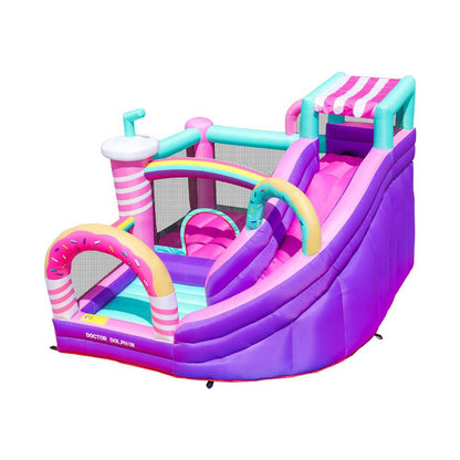 KeepFuns Macaron donut inflatable castle Children's slide trampoline park Outdoor parent-child interactive amusement facilities Candy theme inflatable toys