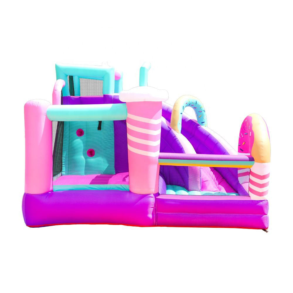 KeepFuns Macaron donut inflatable castle Children's slide trampoline park Outdoor parent-child interactive amusement facilities Candy theme inflatable toys