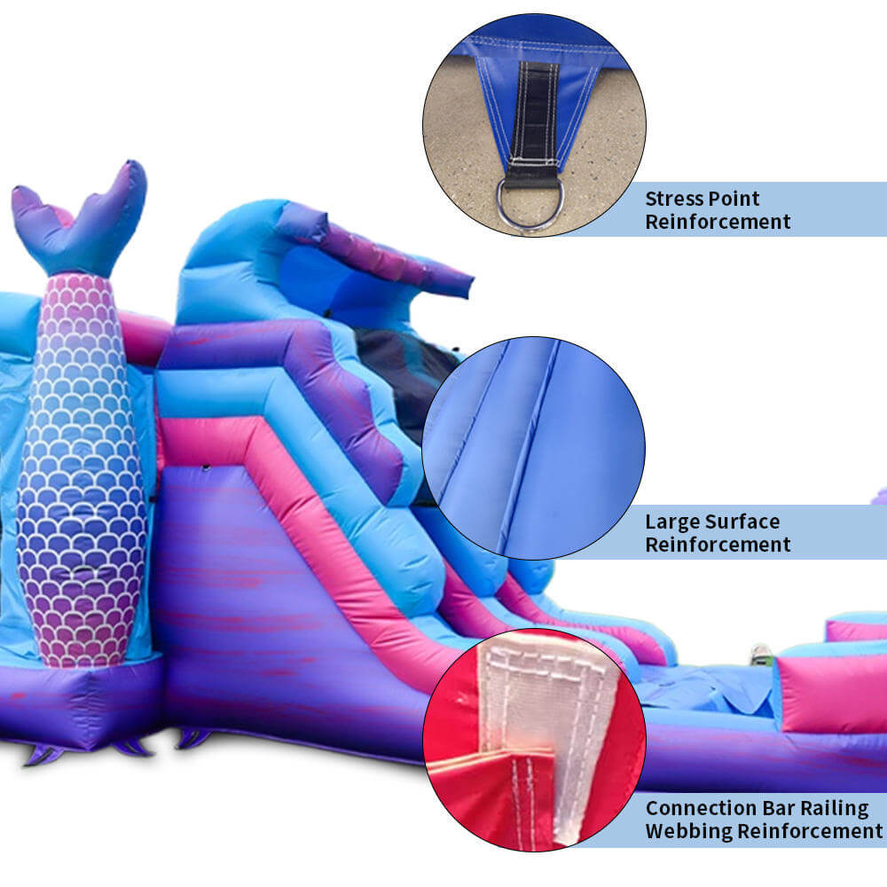 KeepFuns Mermaid theme inflatable playground Children's ocean slide trampoline facilities Outdoor parent-child interactive colorful amusement castle