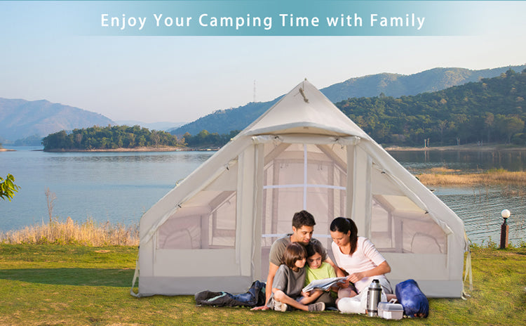 KeepFuns Multi-person outdoor inflatable tent Khaki camping tent Family camping rain and sun protection camping tent