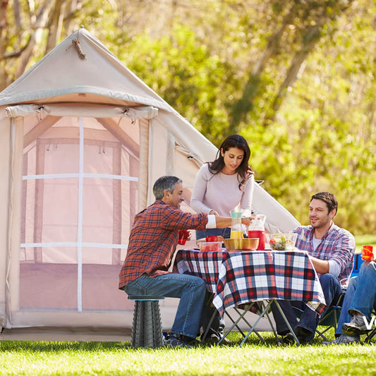 KeepFuns Multi-person outdoor inflatable tent Khaki camping tent Family camping rain and sun protection camping tent