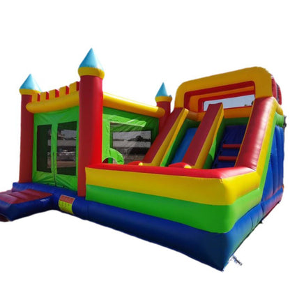 KeepFuns Rainbow inflatable castle, children's slide trampoline park, outdoor parent-child interactive amusement facilities, beach and garden dual-purpose inflatable toys