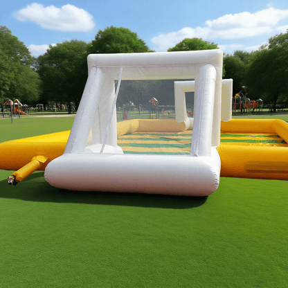 KeepFuns Outdoor inflatable football field, children's fun football park, yellow-green turf parent-child interactive sports facilities