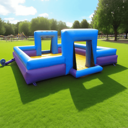 KeepFuns Outdoor inflatable football field, children's fun sports park, blue and purple contrast parent-child interactive inflatable facilities