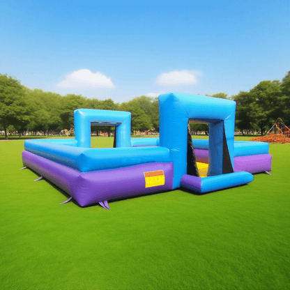 KeepFuns Outdoor inflatable football field, children's fun sports park, blue and purple contrast parent-child interactive inflatable facilities