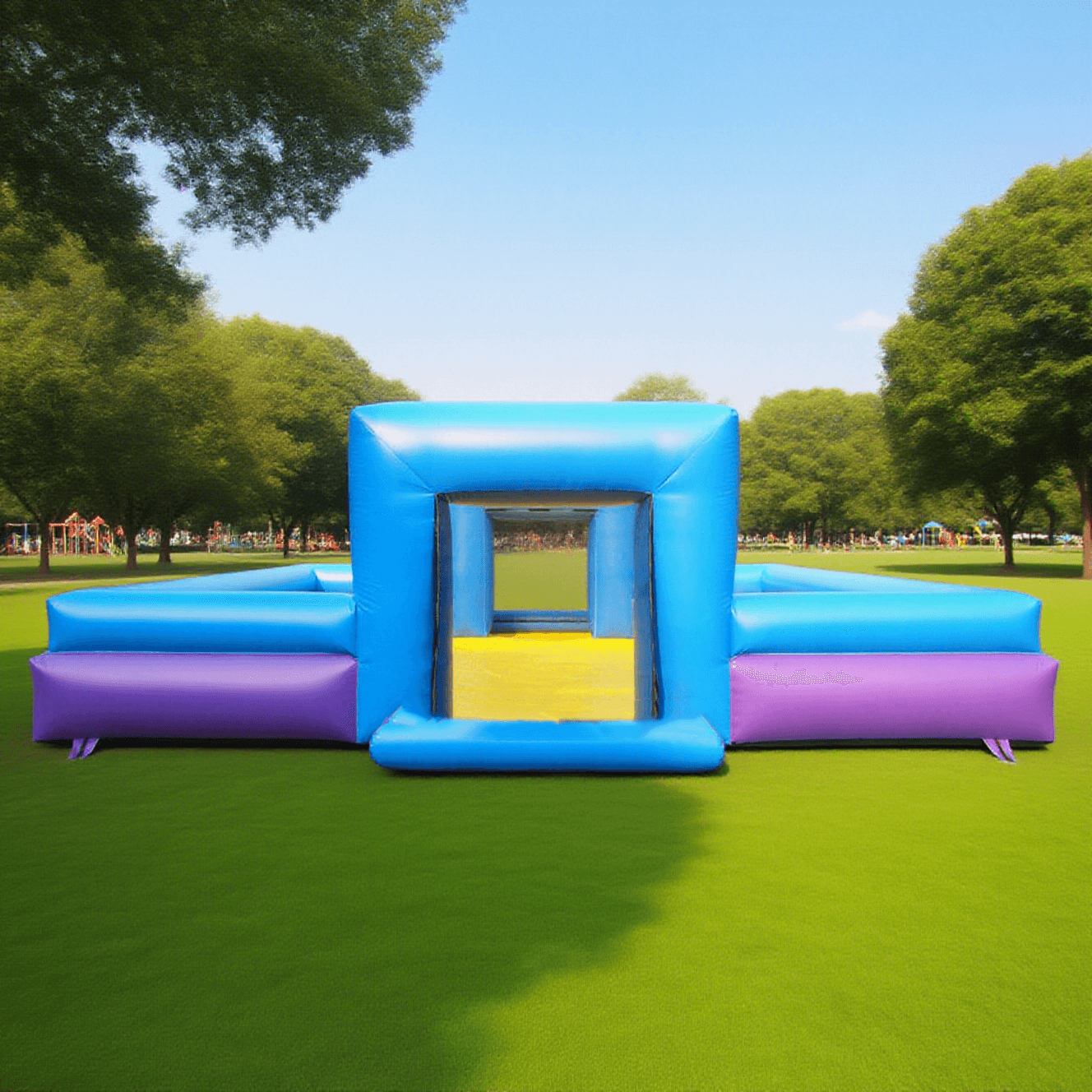 KeepFuns Outdoor inflatable football field, children's fun sports park, blue and purple contrast parent-child interactive inflatable facilities