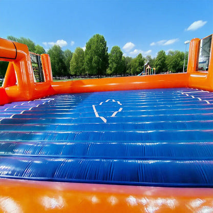 KeepFuns Outdoor inflatable football field, orange and blue contrasting children's football park, parent-child interactive sports and competition facilities