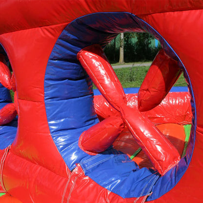 KeepFuns Outdoor inflatable land obstacle course red, blue and green color matching Sports Games competitive entertainment equipment